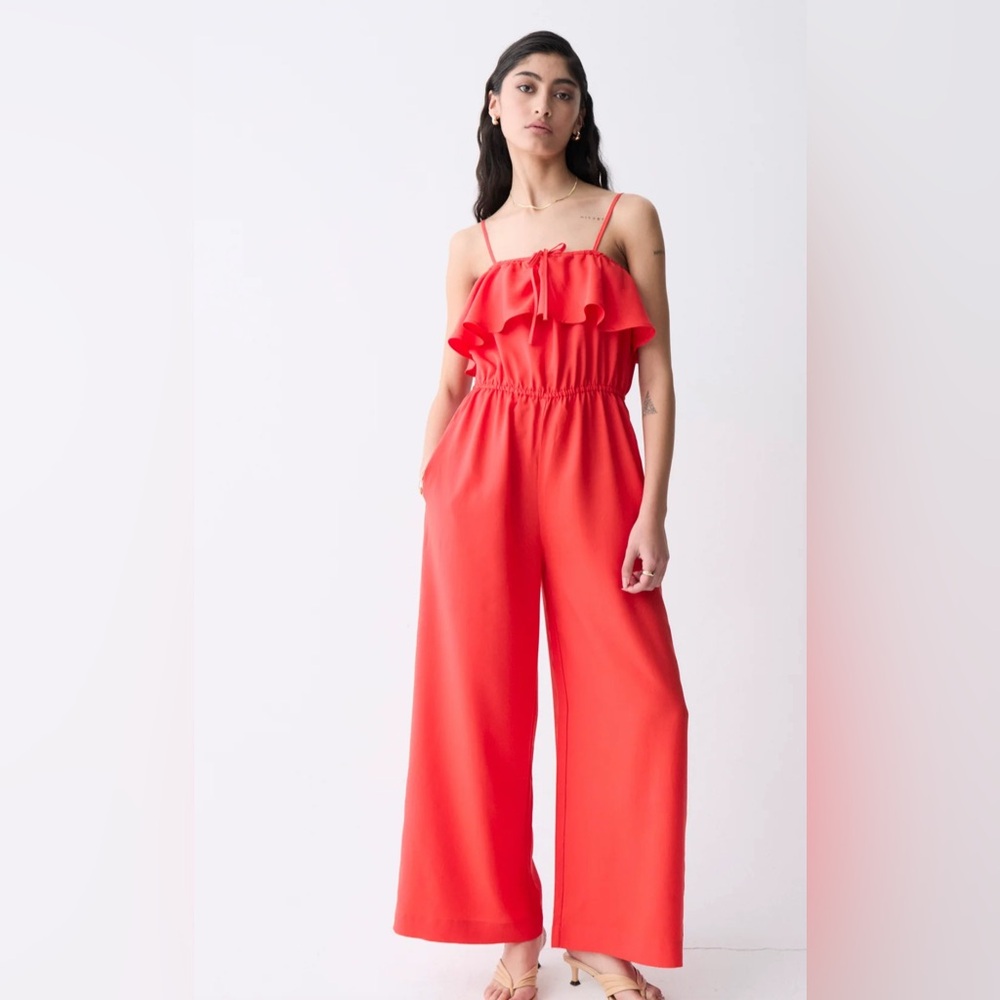 Deluc Red Ruffle Jumpsuit